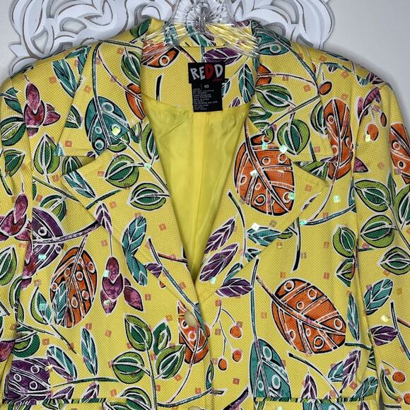 REDD Jeans size 10 Denim JACKET Button-up Pockets Long Sleeves Lined YELLOW - Picture 3 of 16